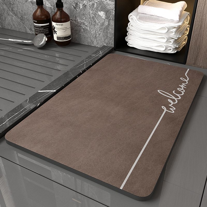 Minimal cojín de baño absorbente, alfombra de suelo antideslizante, alfombra de barro de diatomeas suave en la puerta del baño