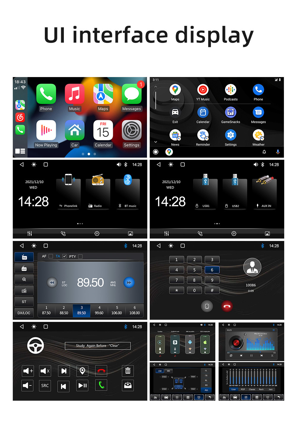 Wired Carplay 6.2inch Dual-Station Car Dvd Cd Bluetooth Mp5 Player Hd Reversing Image 12V