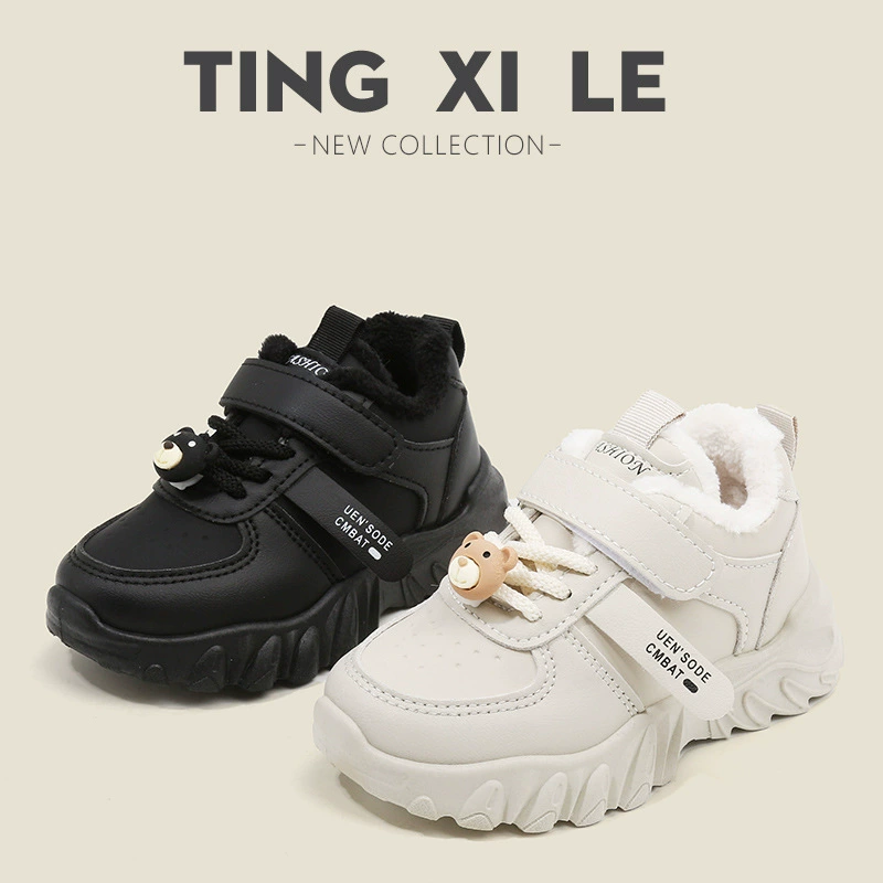 Детские хлопковые кроссовки 2025 года, зимняя модель, для мальчиков, с плюшевой подкладкой и утолщенные, для девочек, в стиле «папины кроссовки», теплые повседневные туфли для малышей