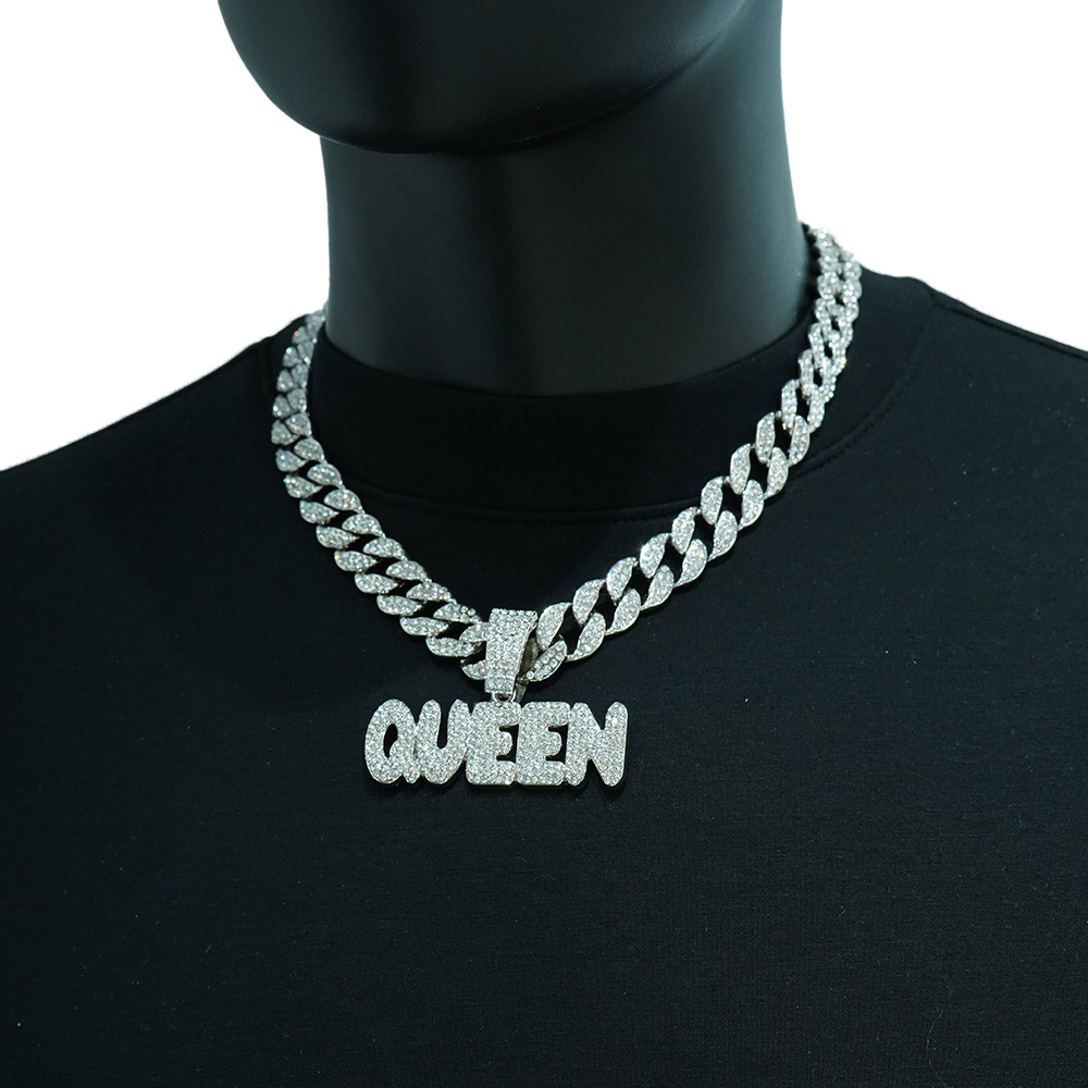 Lengua letra de diamante KING colgante collar cubano collar de estilo de moda personalidad collar redondo accesorios de hombre al por mayor
