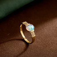 Чистый 14k золото женщин Модный натуральный опал Алмаз набор с 18k золото ниша палец кольцо золотые украшения 30976