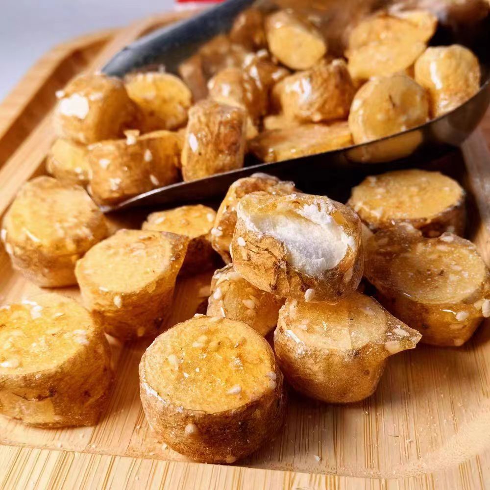Freeze-Dried Rock Sugar Chinese Yam (Dioscorea opposita) — Crispy Food-Herb Snack, 5g Packs preparation