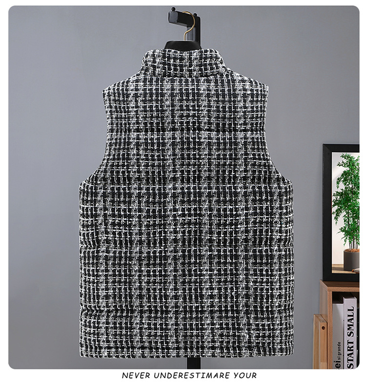 Gilet en coton et soie pour homme, gilet d'hiver tricoté à rayures argentées à paillettes, gilet chaud pour couple, même style_voghion.com