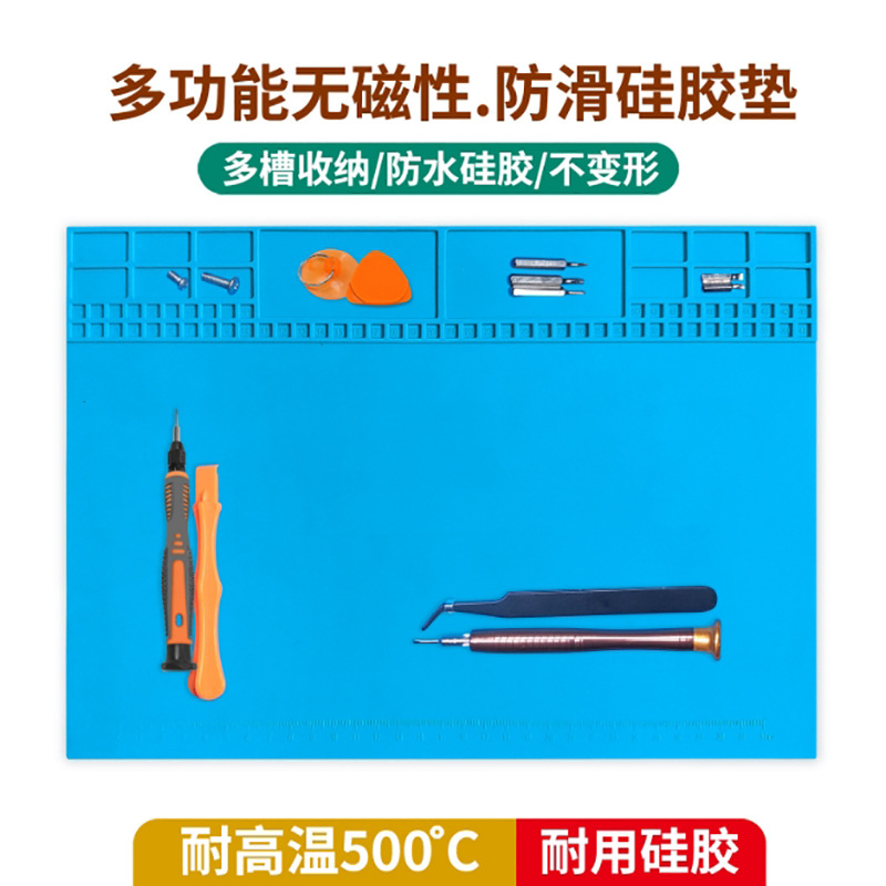 Almohadilla de trabajo de silicona para electrónica - Con imán, resistente a altas temperaturas y anti-escaldado, para reparación de soldadura con pistola de calor y soldador