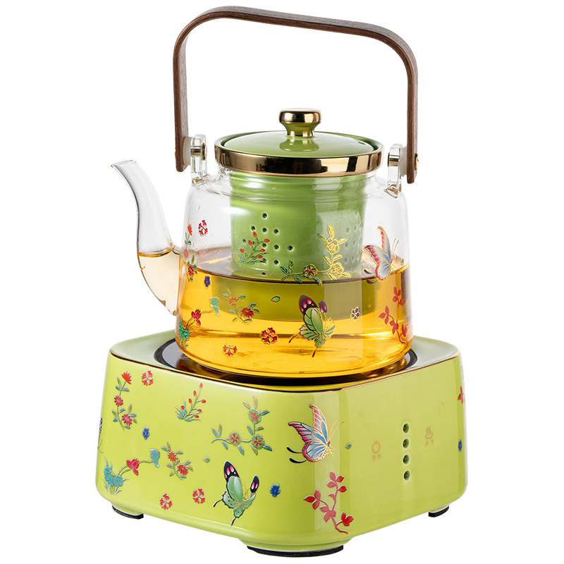耐熱ガラス製ティーポット、電気陶器コンロ、茶器セット、家庭用、人気のティーコーブラー、湯沸かし器、ティーコーブラー