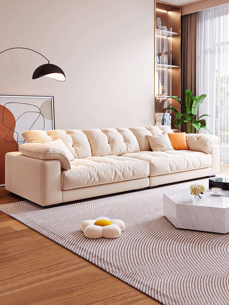 Cream-Style Sofa for Living Room 2025 New Cloud Cat Scratch Fabric Internet-Famous Elephant Ear Straight Row Small Apartment