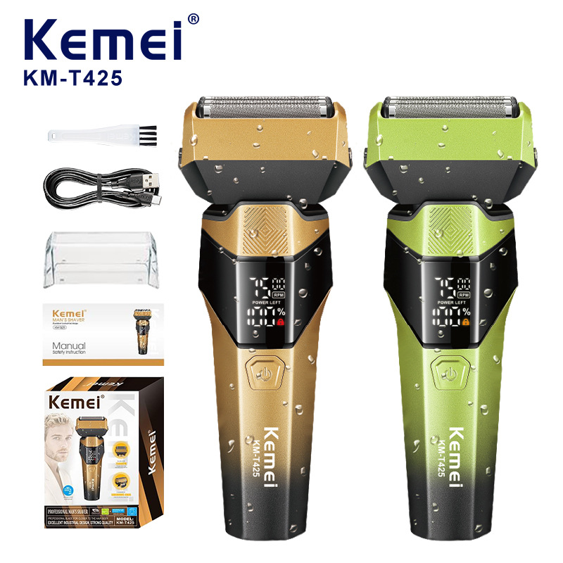 Kemei Kemei afeitadora recíproca KM-T425 cuerpo completo afeitadora eléctrica de lavado con agua recortador de barba para hombres