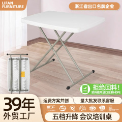 升降折叠桌吃饭简易电脑桌儿童高级感书桌床边小餐桌户外塑料桌子