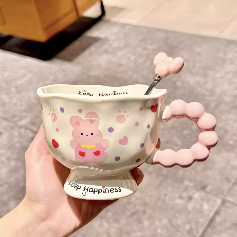 高颜值小狗小兔马克杯情侣陶瓷喝水杯送女生生日礼物办公室咖啡杯|undefined