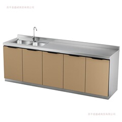 不锈钢厨房橱柜玻璃门灶台一体家用组装碗柜经济型餐边柜子储物柜
