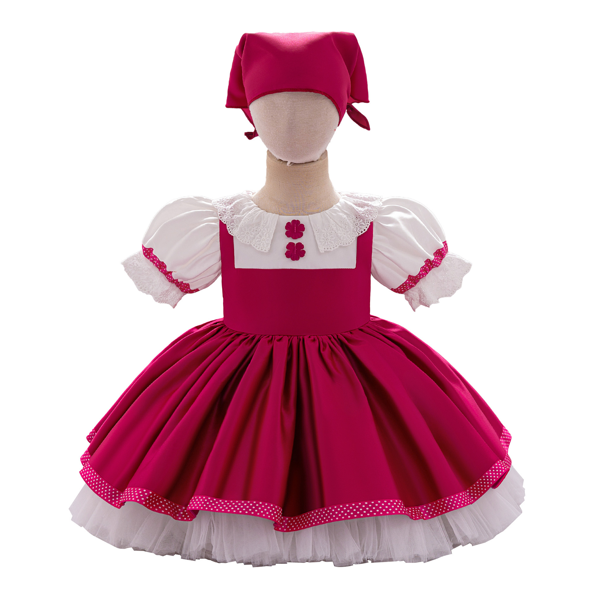 Europa y los Estados Unidos nuevo Martha y oso cos vestido de niña burbuja manga plegado vestido de fiesta vestido de papel infantil