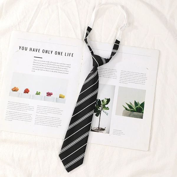 ↤↤↤Black and white striped tie-zipper style↦↦↦