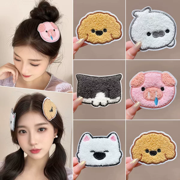 Cute cartoon animal hair magic tape, seamless hair clip for women, forehead hair tidying tool, bangs magic tape