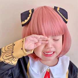 假发女间谍过家家粉色短直发齐刘海阿尼亚cosplay动漫儿童假发套