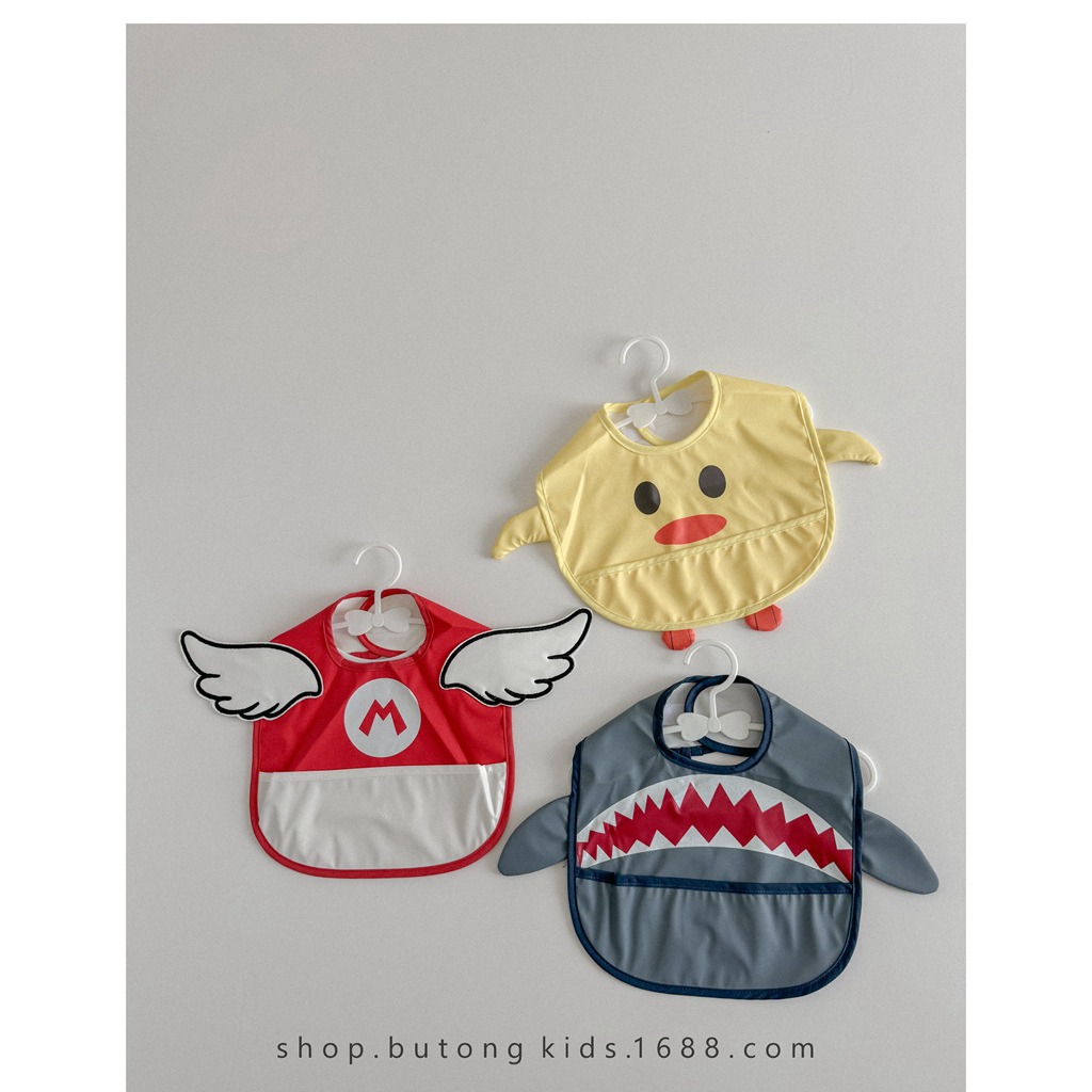 Internet Celebrant New Baby PU Waterproof Rice Bag Angel Wings Cartoon Bib Super Cute Baby Waterproof Dirty Bib