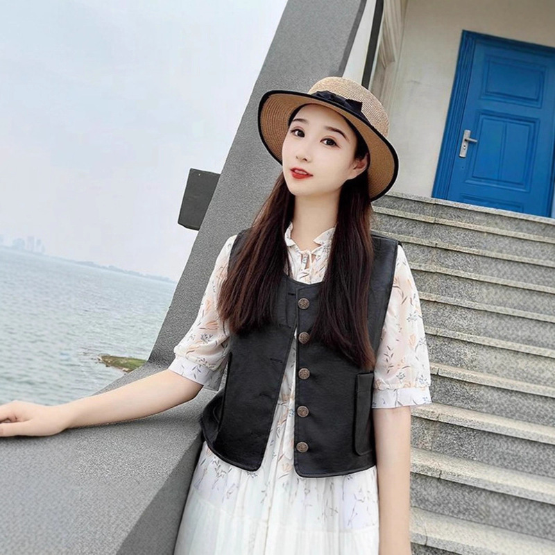 Women's Pima Vest, Chanel Style, High-End Matte Vintage Women's Waistcoat, Round Neck, Versatile, Simple Fashion Jacket, Casual