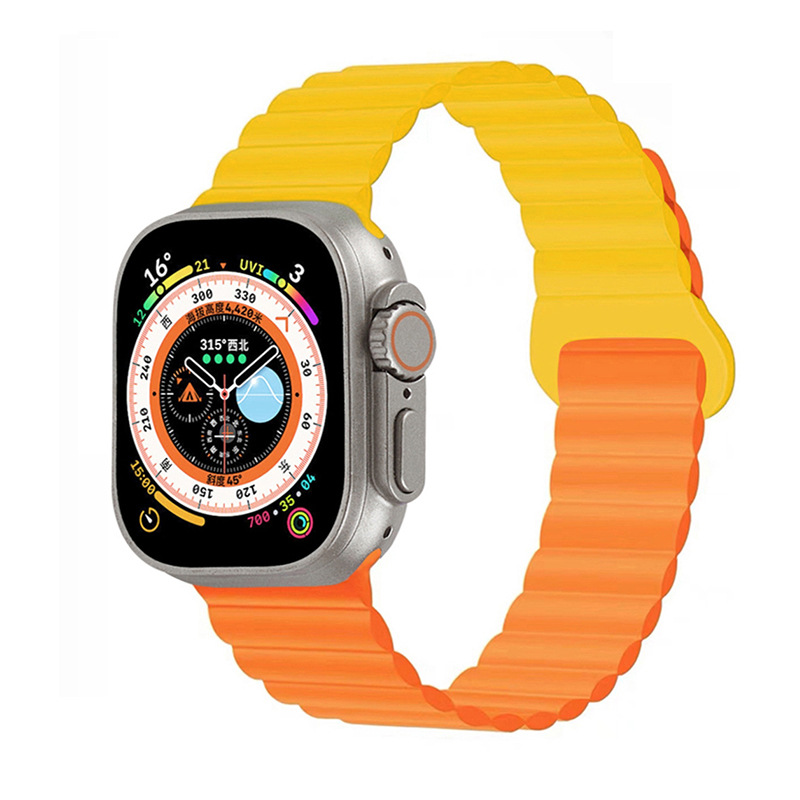 Correa de reloj de silicona bicolor adecuada para Apple iwatchs11, correa de reloj inteligente s10ultra con hebilla magnética