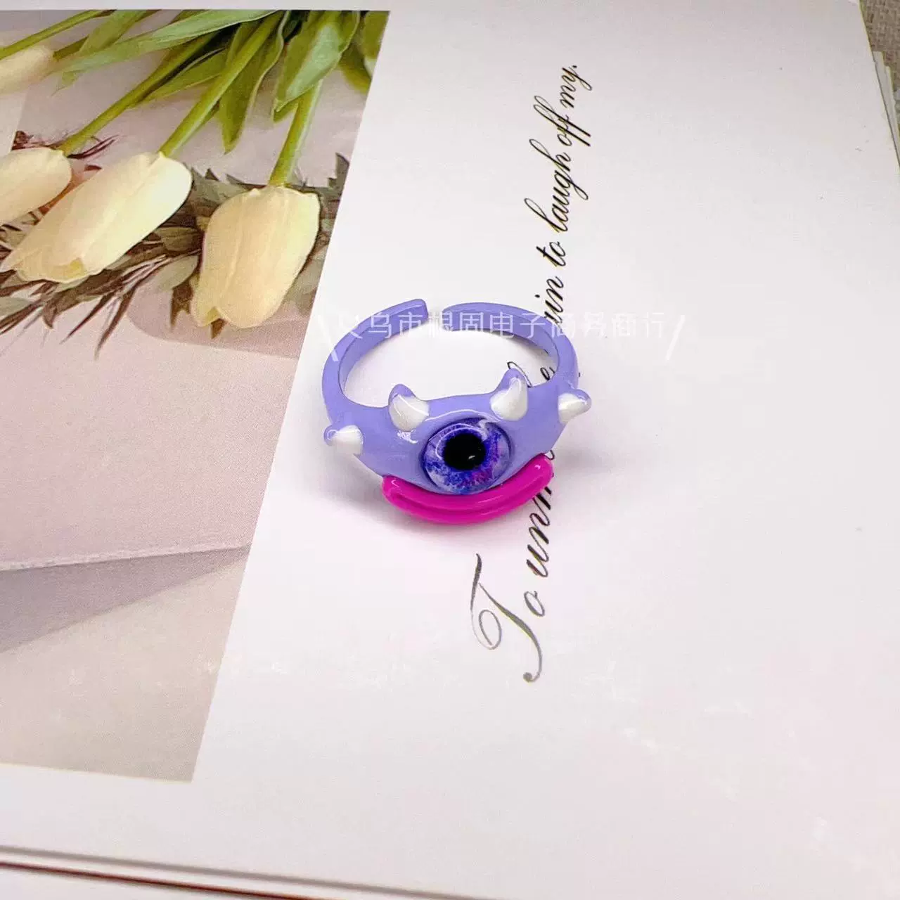 Cute cartoon one size ring, funny monster for elementary school students for beloved