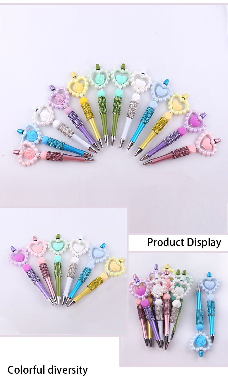 1 Piece Heart Shape Rose Learning Daily PVC Cute Ballpoint Pen display picture 2