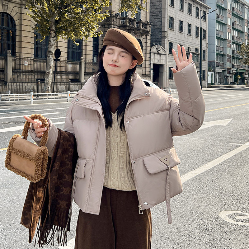 Ropa de pan corta, ropa de algodón coreana, mujer pequeña, cuello grueso, calor, atmósfera casual, abrigo de algodón de invierno image 12