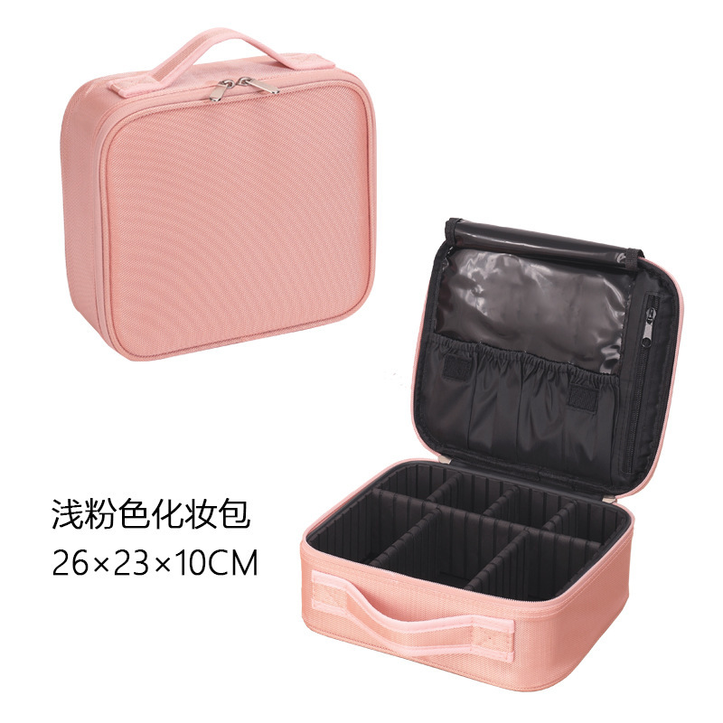 Bolsa de cosméticos conveniente de doble capa de gran capacidad, caja de cosméticos portátil de maquillaje profesional, bolsa de almacenamiento de cosméticos grande simple