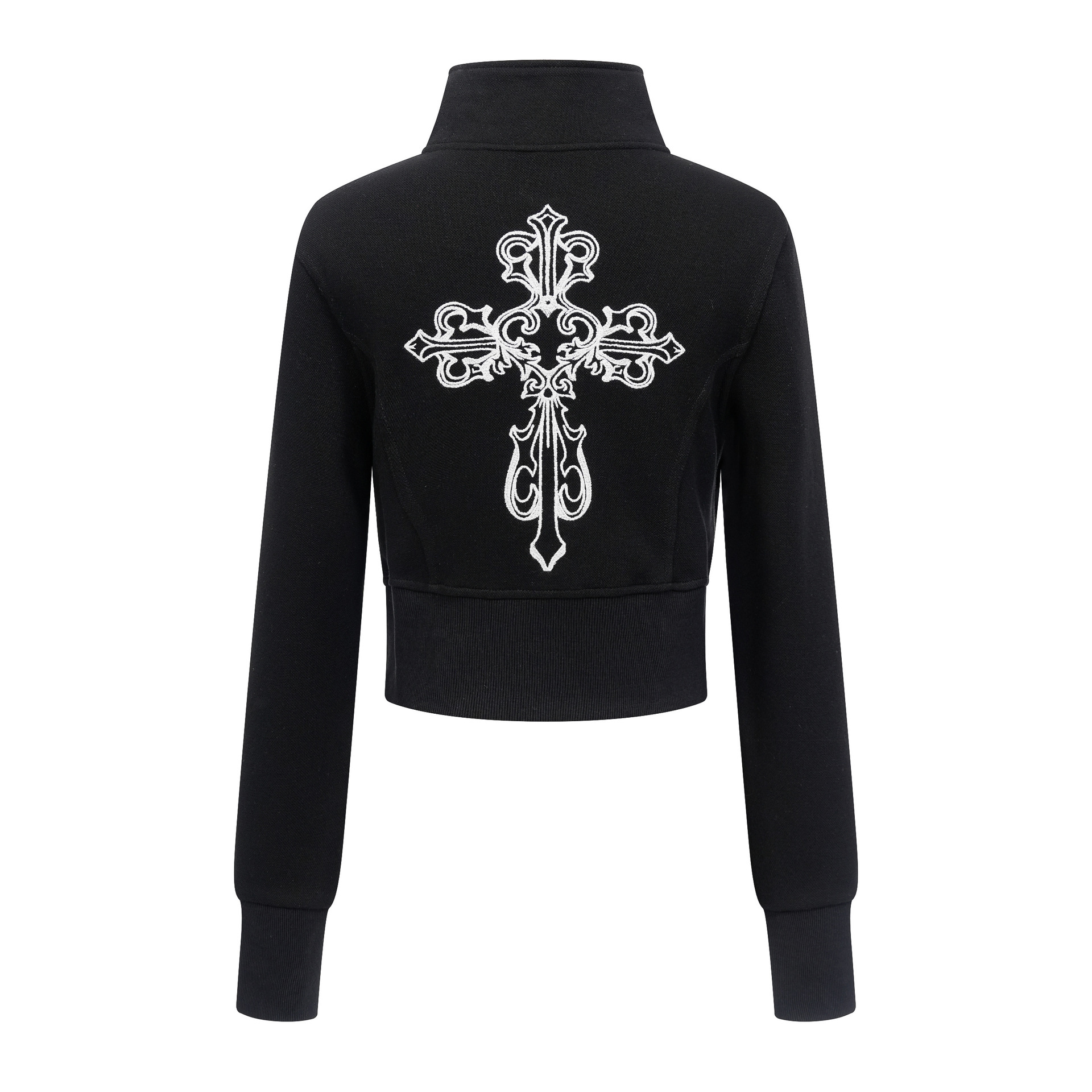 Felpa cardigan con stampa a croce in stile americano per donna 2025, nuova, versatile, corta, calda, per l'inizio dell'autunno_voghion.com