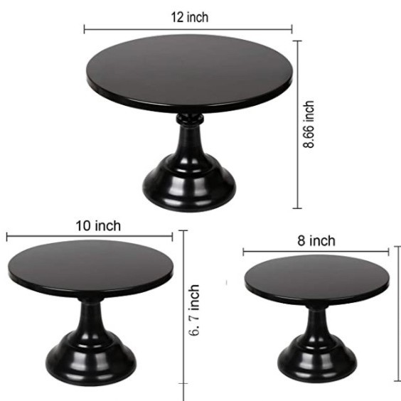 Decoración de mesa de postre bandeja de pies altos bandeja de pastel negro bandeja de frutas bandeja de bocadillos bandeja de pastel de hierro fundido propósitos de boda