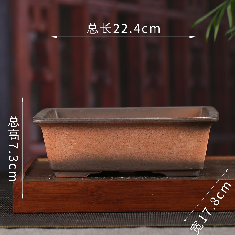 Antiguo púrpura arena maceta fábrica al por mayor grande rectangular suculenta gres bonsai simple orquídea especial maceta