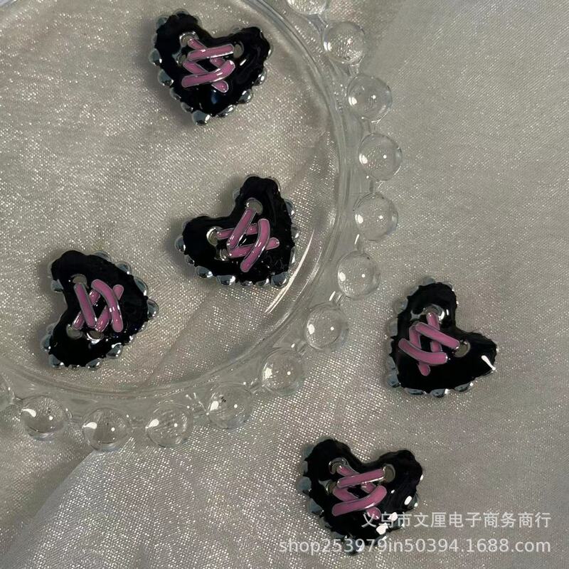 Lace strap alloy black love card 21mm three-dimensional diy handmade peripheral punk hot girl High sense niche