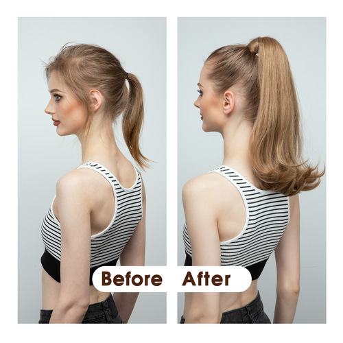High-temperature silk false hair clip-in long hair ponytail for women, wrapped-style natural micro-curled synthetic false ponytail