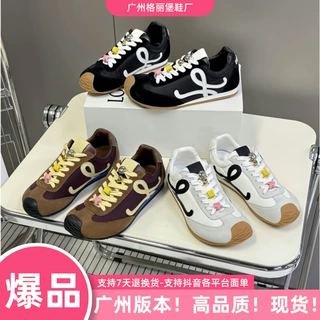 牛皮版-罗家2025早春新款不对称大鞋头系带休闲风阿甘鞋德训鞋女