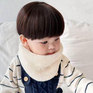 2025 Winter New Warm Kidsren's Scarf Fleece-Lined and Thickeneded White Baby Neck Scarf Cold-Resistant Curved Design
