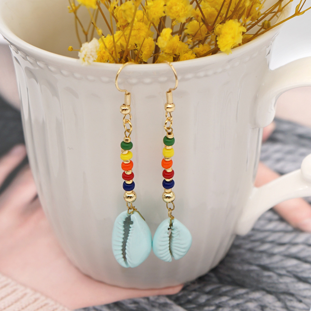 Bohemian Shell Colorful Bead Earrings display picture 14