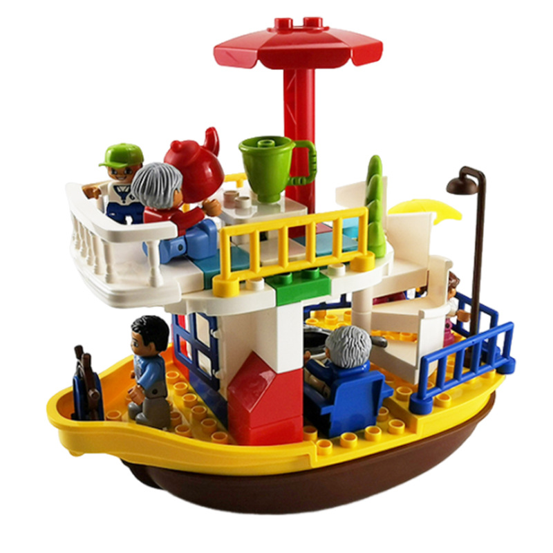 Compatible with spelling large particles, building block family yacht sailing battleships sailing, creative fighting and loose parts 5