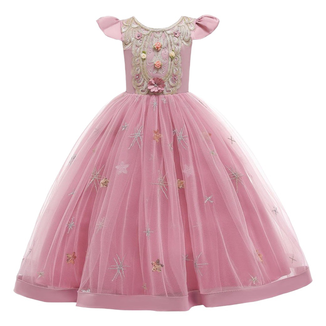 Vestido de princesa de pasarela de nuevo estilo para niñas, vestido largo de tutú para niñas, traje de actuación de piano para niñas de las flores.
