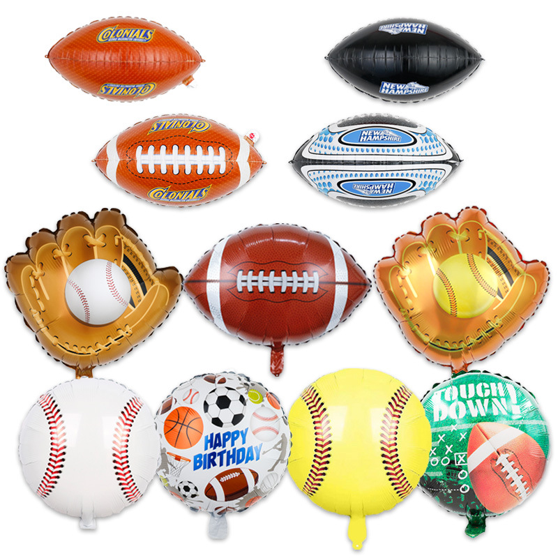 Children's Day Birthday Baseball Rugby Aluminum Film Party Balloons display picture 1