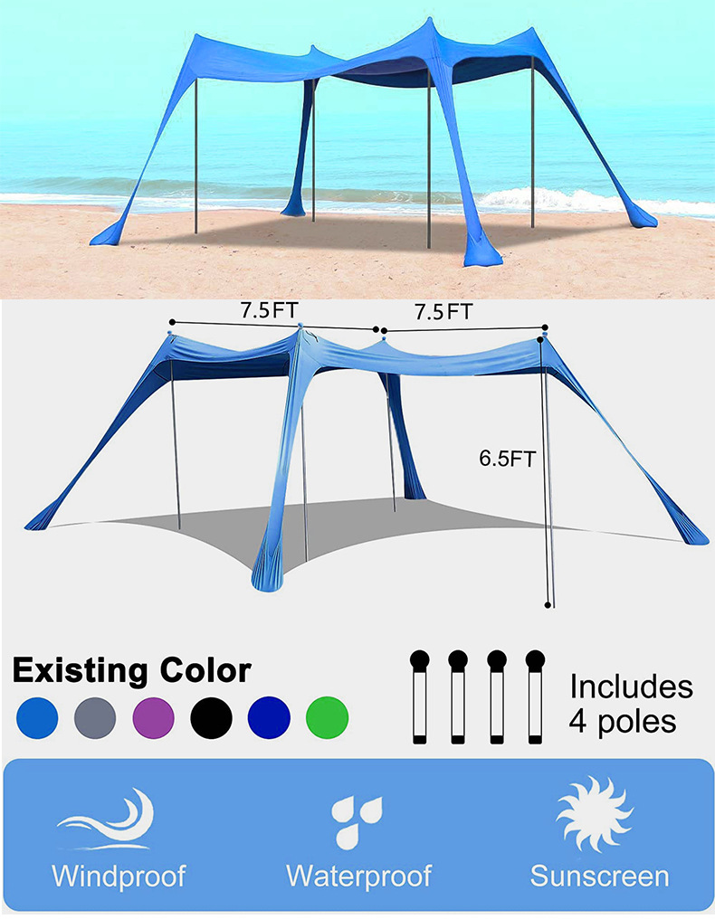 Cross-border Lycra sunshade tent, portable seaside beach vacation tent, outdoor camping sun protection canopy