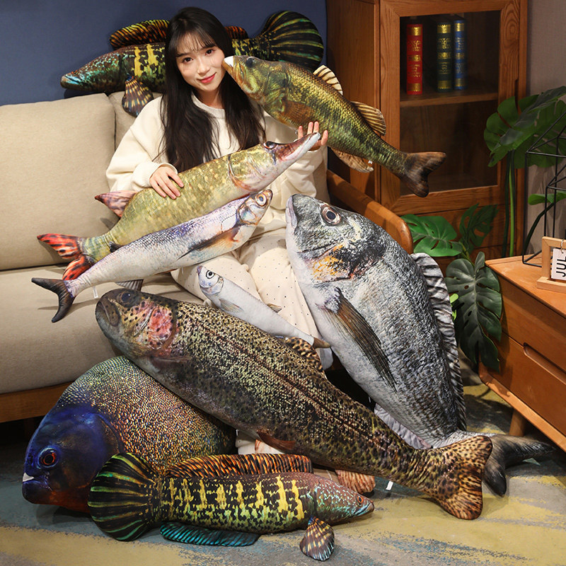 クリエイティブシミュレーション魚人形プリント動物ぬいぐるみ睡眠枕水族館人形面白い猫布人形魚|undefined