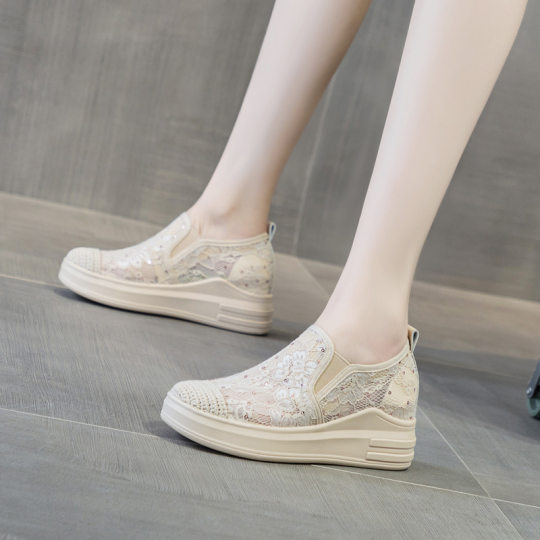 Trendy Sunday 2024 New Platform platform hidden height women's shoes fisherman mesh loafers casual sneaker