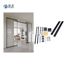 厂家直销幽灵门无轨双向缓冲厨房卧室推拉门隔断滑轨吊轮五金配件