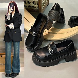 2025 New Style Flats, Comfortable and Versatile Round-Toe Chunky Mid-Heel (3-5cm) Pu Casual Versatile Sequin Elements