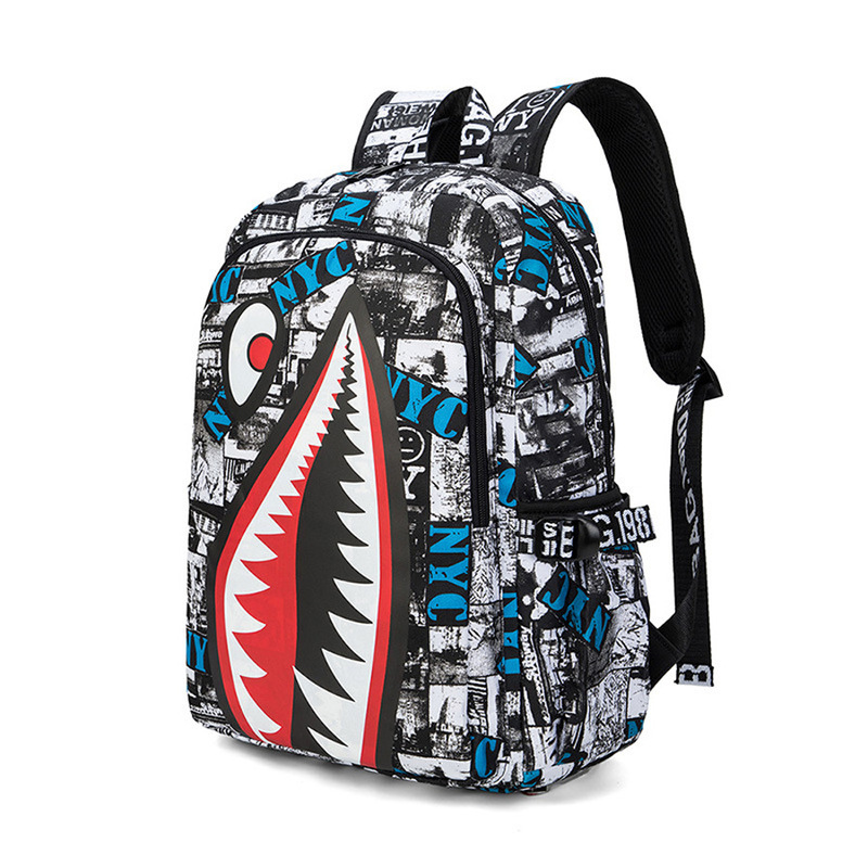 Cross-Border New Primary School Children's Fashion Schoolbag Shark Personalized Pattern Printing Lightweight Casual Bag Simple Backpack