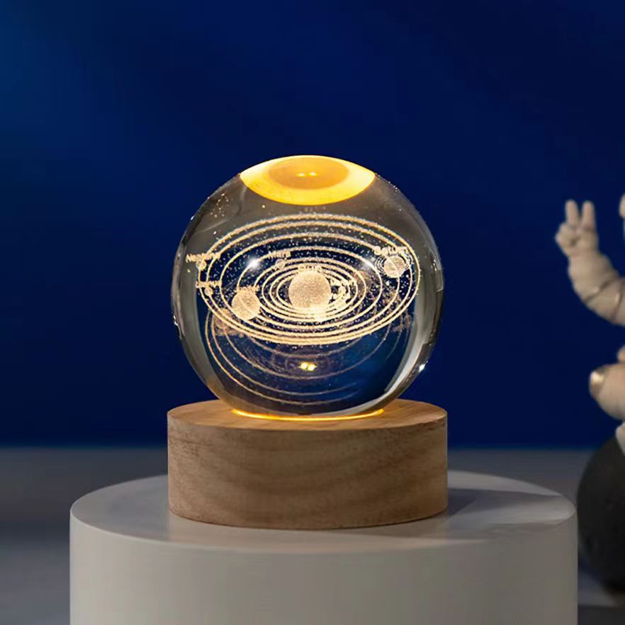 星空宇航员白水晶球发光3d内雕小夜灯桌面摆件七夕情人节礼纪念物 - 13