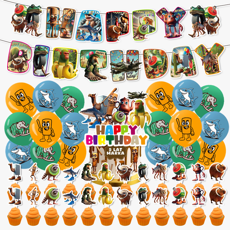 スポット山海経フェスティバル誕生日シーンレイアウトパーティー装飾用品バナー風船旗ケーキフラグ|undefined