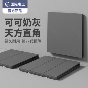 International Electrician Ultra-Thin Switch Wall Socket Genuine Ultra-Thin Large Panel Household Type 86 Concealed Starry Sky Gray