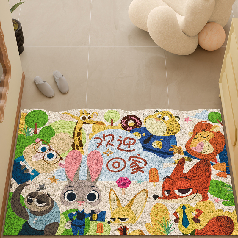 Zootopia Silk Circle Floor Mat Cartoon Cute Entrance Door Floor Mat Entrance Door Mat Pvc Cuttable Floor Mat