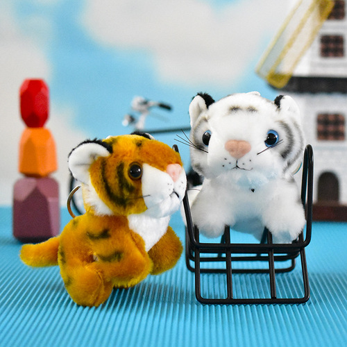 Cross-border cute little tiger plush pendant, realistic tiger pendant, bag charm, keychain gift, mini figurine