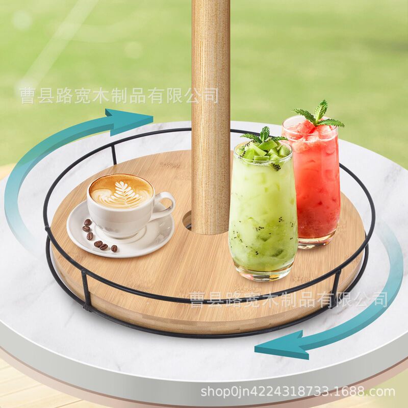 Cross-Border Wooden Parasol Tray Outdoor Rotatable Outdoor Terrace Table Beach Umbrella Courtyard Tray Factory Direct Supply