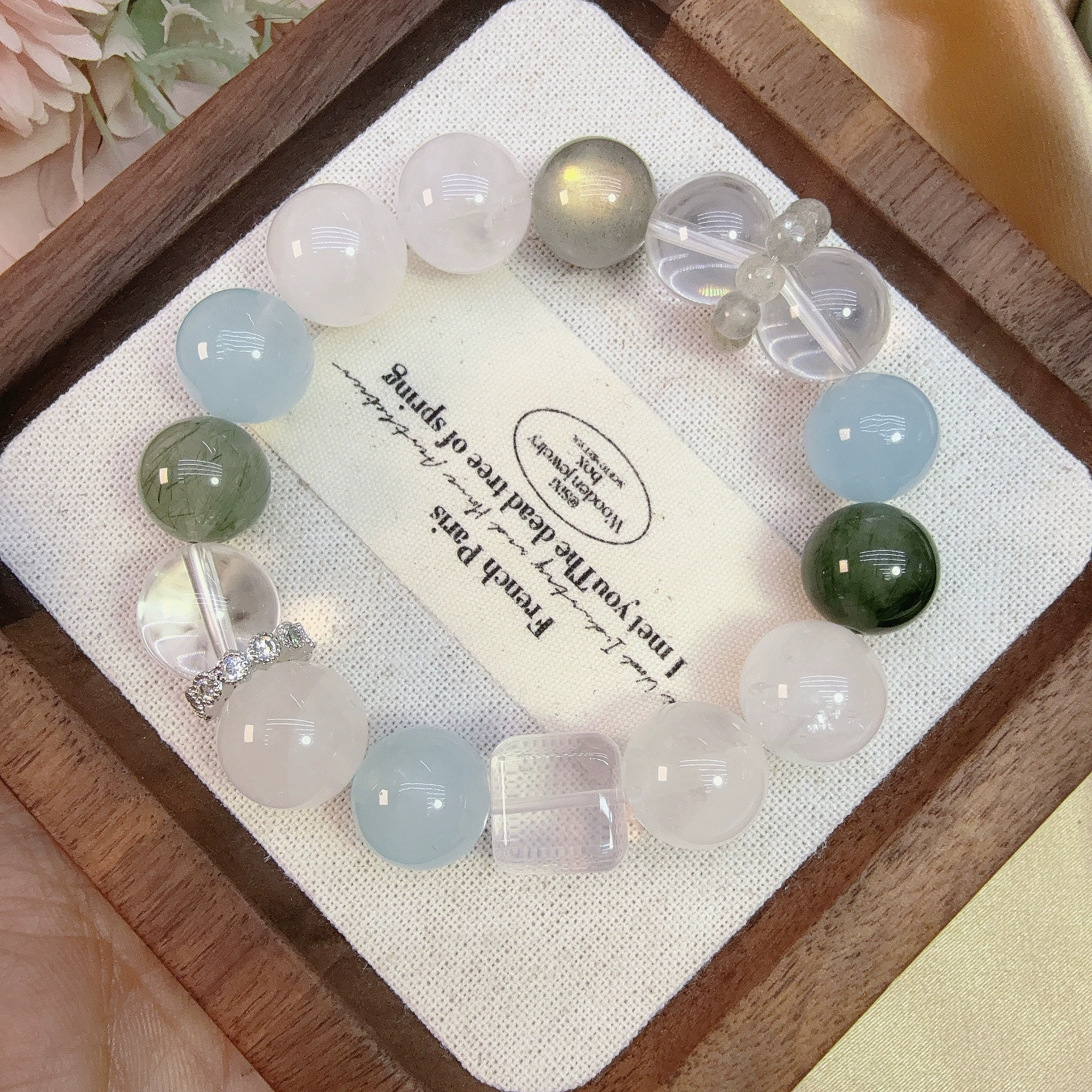 White ghost sapphire white crystal, bracelet