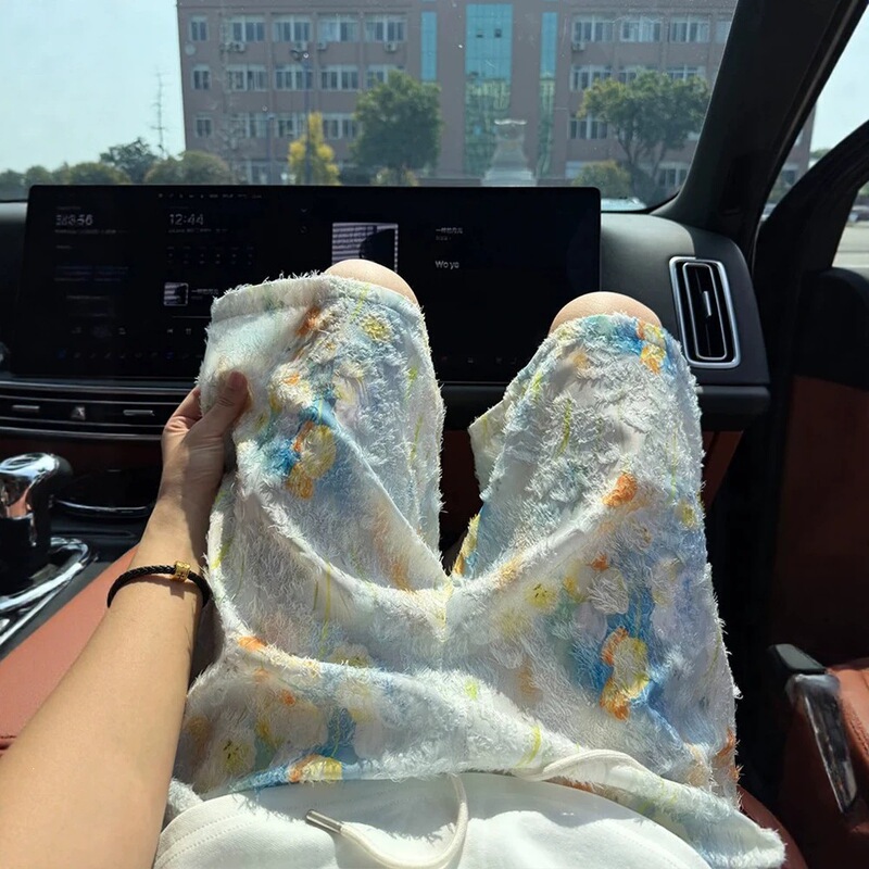 Hawaiian Style Jacquard Tassel Shorts for Men, Summer Design, Ice Silk Five-Point Pants, American Resort Style Beach Pants